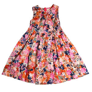 Crew Cuts Floral Sleeveless Dress Girls 7 Pink Blue 100% Cotton Spring Casual